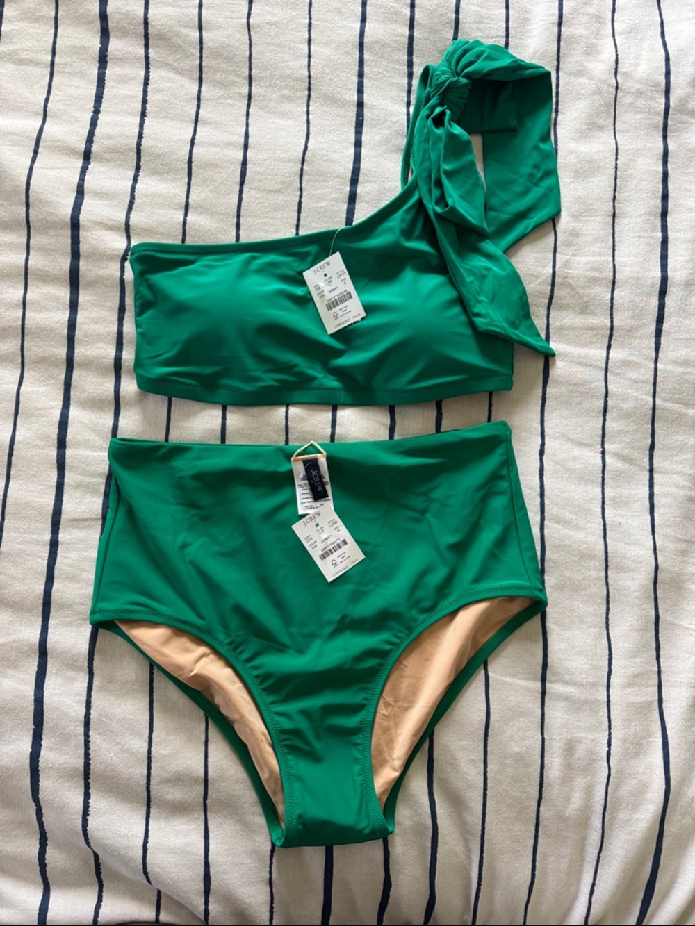 J. Crew Emerald Green One-Shoulder Bikini Set